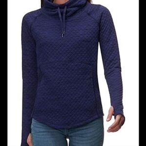 Marmot Annie Quilted Blue Cowl Neck Quilted Sweatshirt XSmall